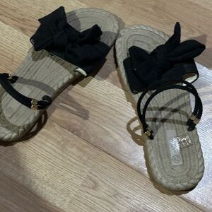 Elegant Black Bow Sandals